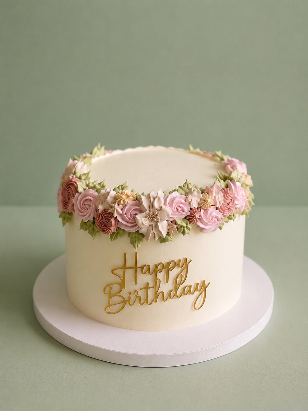 Tarta de flores de crema de mantequilla